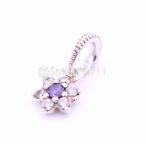 Authentic PANDORA Forget Me Not Flower Dangle with Purple Zirconia - 791833ACZ